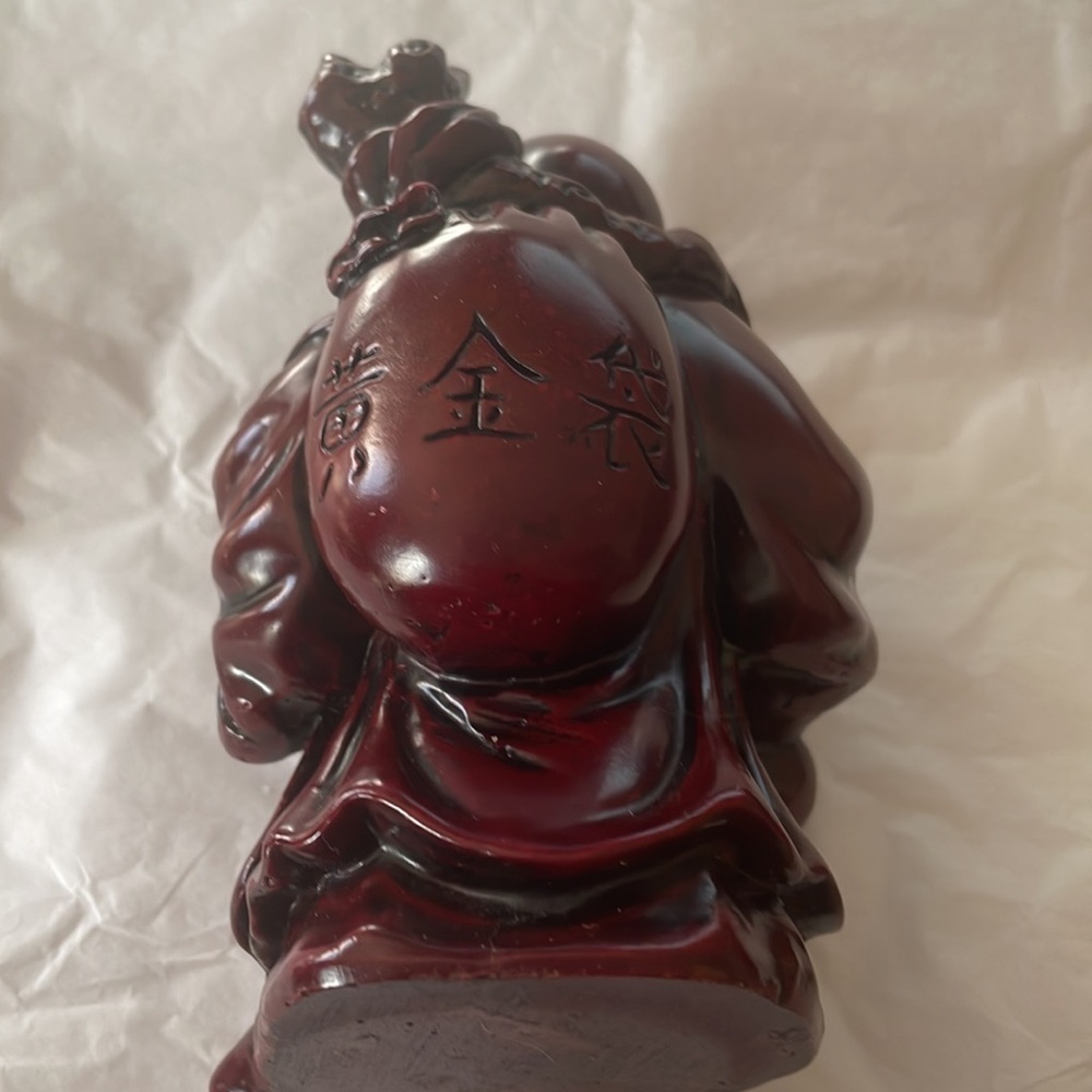 Burgundy Laughing Buddha Figurine - Picture 2 of 4